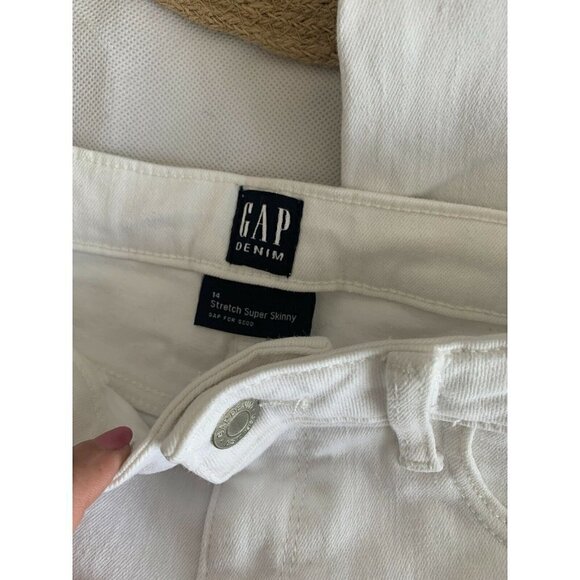Gap Girls denim Skinny Jeans Size 14 Stretch White - Picture 3 of 4